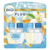 Febreze Plug Dual Refill Air Freshener - Refresh & Energize - 2ct: Electric, Oil, Dye-Free, Adjustable Fragrance Setting