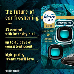 Febreze Luxe Car Air Freshener - Rainforest - 0.14 fl oz/2ct: Phthalate-Free, Adjustable Fragrance, Oil, Disposable
