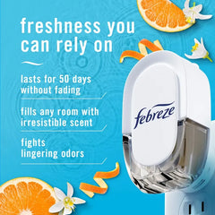 Febreze Plug Dual Refill Air Freshener - Refresh & Energize - 2ct: Electric, Oil, Dye-Free, Adjustable Fragrance Setting