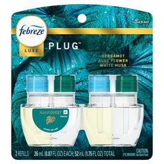 Febreze Luxe Plug Dual Refill Air Freshener - Rainforest - 1.75 fl oz/2ct: Disposable, Dye-Free, Phthalate-Free, Adjustable Fragrance