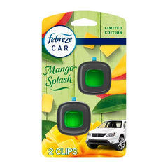 Febreze Car Air Freshener Vent Clip Mango Splash - 2ct: Oil, Non-Powered