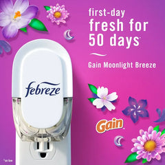 Febreze Odor-Fighting Fade Defy Plug Air Freshener Refill - Gain Moonlight Breeze - 0.87 fl oz/2pk: Disposable, Adjustable Fragrance Setting, Electric