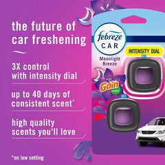 Febreze Car Air Freshener Vent Clip - Gain Moonlight Breeze - 0.20 fl oz/3pk: Adjustable Fragrance, Phthalate-Free