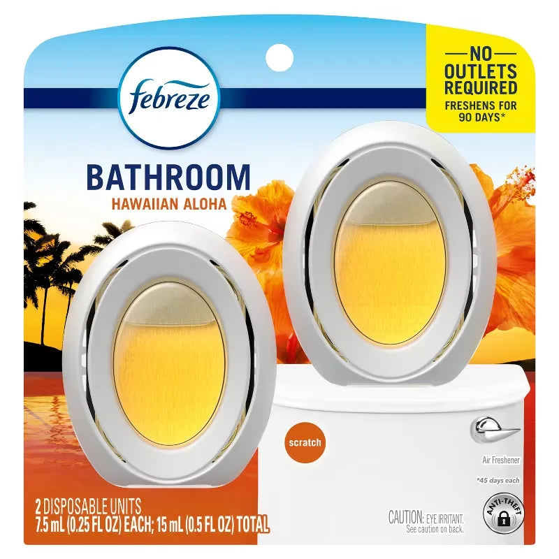 Febreze Bathroom Hawaiian Air Fresheners Aloha - 2ct: Oil, Non-Powered