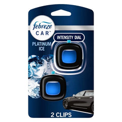 Febreze Car Air Freshener Vent Clip - Platinum Ice Scent - 0.14 fl oz/2pk: Adjustable Fragrance, Phthalate-Free