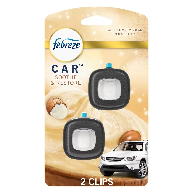 Febreze Car Air Freshener - Soothe & Restore - 0.13 fl oz/2ct: Oil, Disposable, Dye-Free, Phthalate-Free