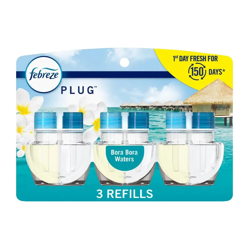 Febreze Odor-Fighting Fade Defy Plug Air Freshener Refill - Bora Bora - 0.87 fl oz/3pk: Electric, Oil, Disposable