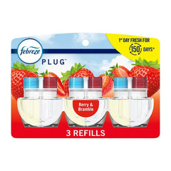 Febreze Plug Triple Refill Air Freshener - Berry & Bramble - 3ct: Oil Scent Enhancer, Electric Powered