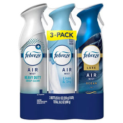 Febreze Air Mist Variety Pack - 24.3oz/3pk: Phthalate-Free, Dye-Free, Scented, Aerosol