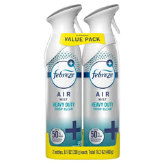 Febreze Odor-Fighting Heavy Duty Air Freshener - Crisp Clean - 16.2oz/2pk: Dye-Free, Phthalate-Free