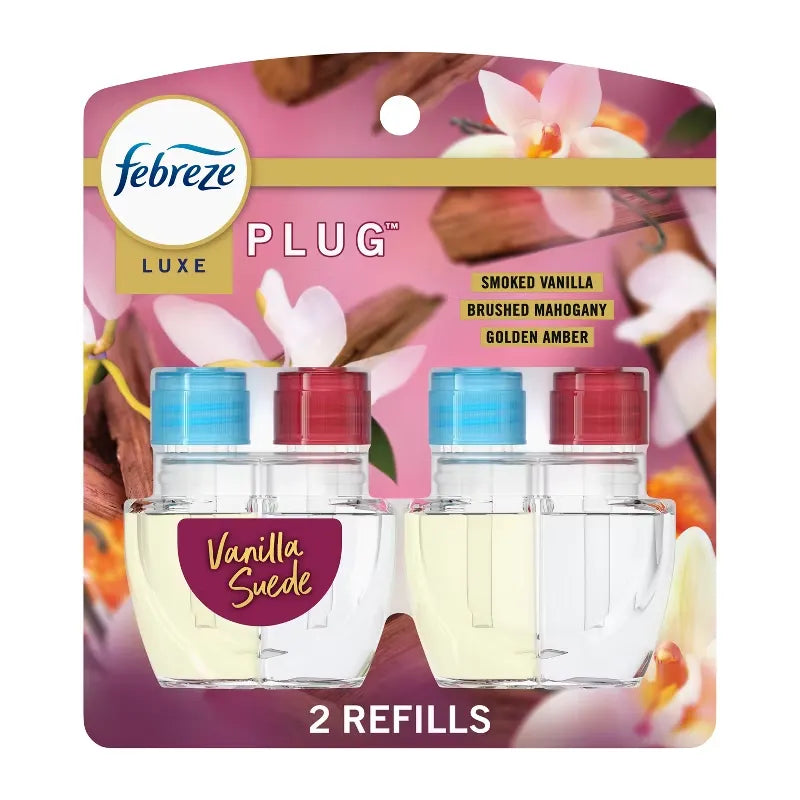 Febreze Luxe Plug Dual Air Freshener Refills - Vanilla Suede - 1.75 fl oz/2ct: Electric, Oil Form