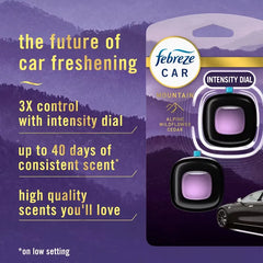 Febreze Car Vent Clip Air Freshener - Mountain - 0.14 fl oz/2pk: Dye-Free, Phthalate-Free, Adjustable Fragrance Setting