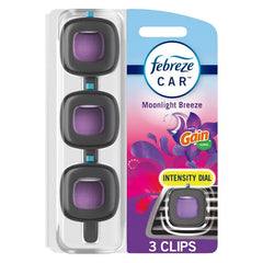 Febreze Car Air Freshener Vent Clip - Gain Moonlight Breeze - 0.20 fl oz/3pk: Adjustable Fragrance, Phthalate-Free