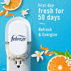 Febreze Plug Dual Refill Air Freshener - Refresh & Energize - 2ct: Electric, Oil, Dye-Free, Adjustable Fragrance Setting