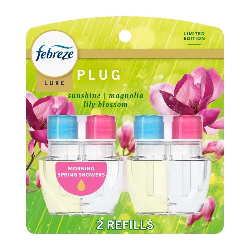 Febreze Luxe Plug Air Freshener Dual Refills - Morning Spring Showers - 1.75 fl oz/2ct