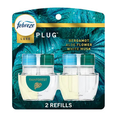 Febreze Luxe Plug Dual Refill Air Freshener - Rainforest - 1.75 fl oz/2ct: Disposable, Dye-Free, Phthalate-Free, Adjustable Fragrance